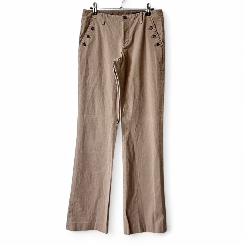 Barneys New York CO-OP Sailor Button Trousers Straight Leg Beige Women 4